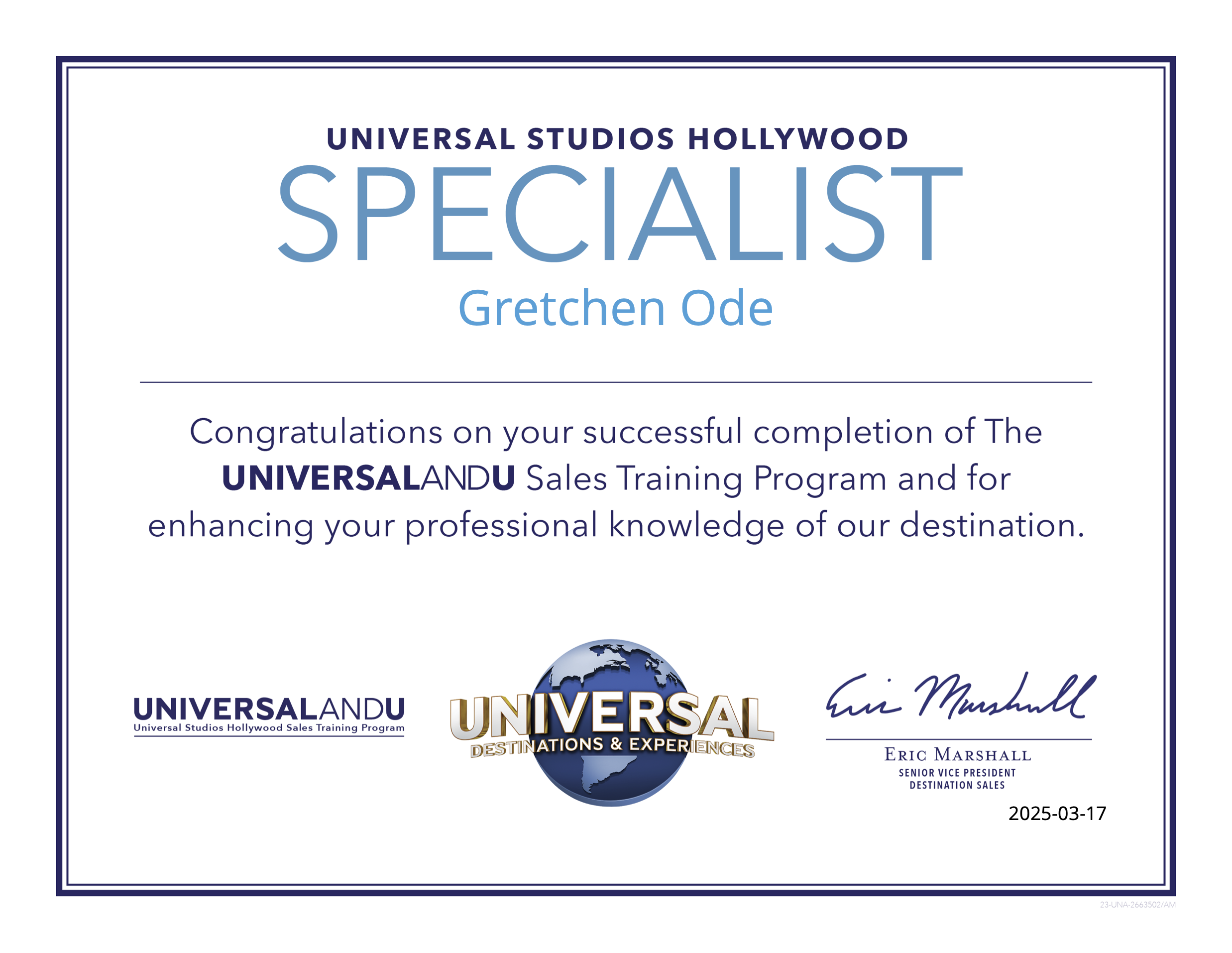 Universal Studios Hollywood Specialist